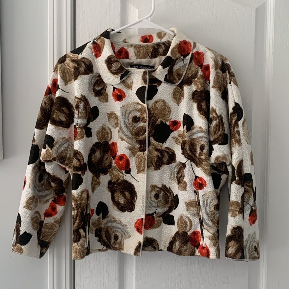 Dolce & Gabbana Floral Print Jacket blazer trendy Size 44 pocket snap button